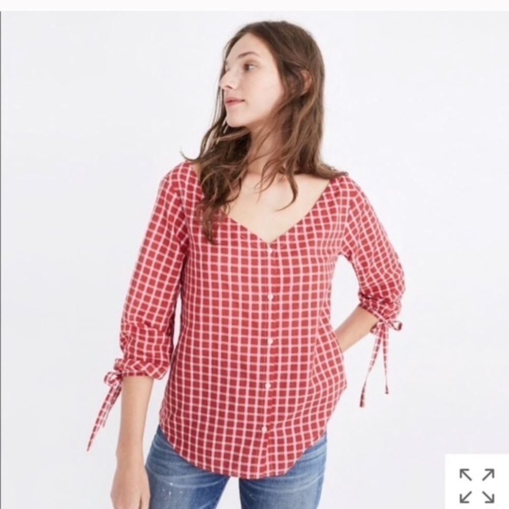 Madewell Marie tie cuff top SZ S